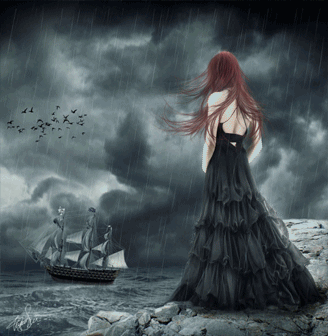 Gif animé gothique femme bateau
